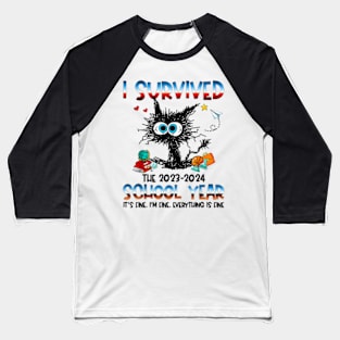 Happy Last Day of School 2024 Funny Teacher I Survived Last Day of The School Year 2024 Baseball T-Shirt